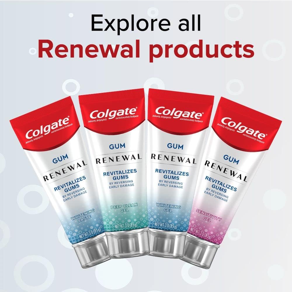 Colgate Renewal Gum Toothpaste Gel, Sensitive Toothpaste for Gingivitis and Improved Gum Health, Mint Gel, Sugar Free, Enamel Safe, Gluten Free, Vegan, 2 Pack, 3 Oz Tubes