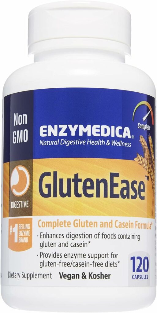 Enzymedica GlutenEase, Food Intolerance Digestive Aid, Defense Against Hidden Gluten Meals, 120 Capsules (FFP)