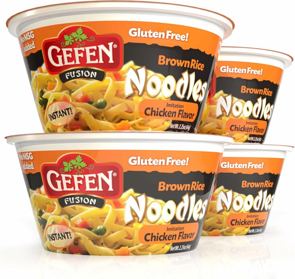 Gefen Brown Rice Gluten Free Instant Noodle Soup, Chicken Flavor 2.25oz (4 Pack) | No MSG Added, Ready In Minutes!