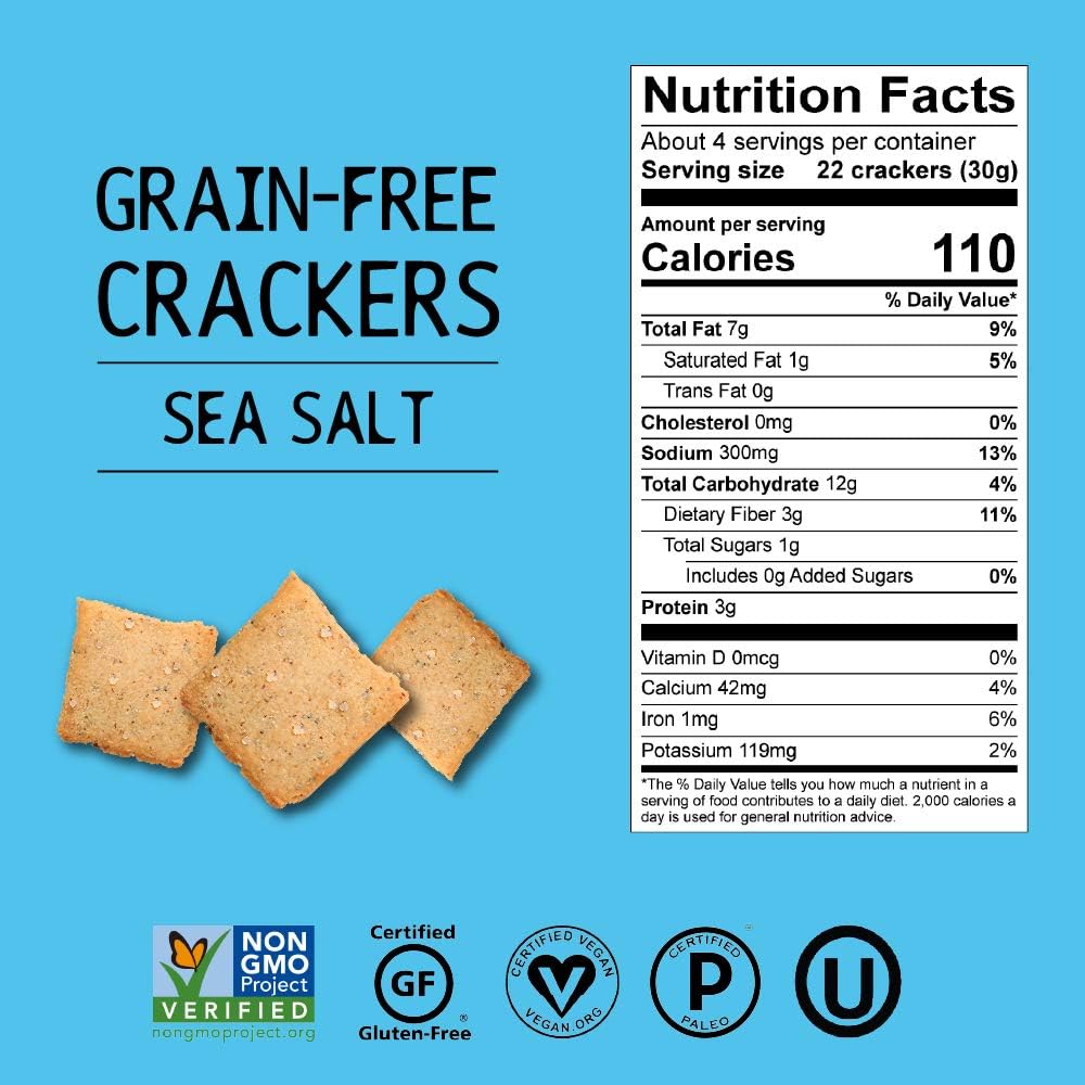 Hu Gluten Free Crackers | Sea Salt Crackers 2 Pack | Gluten Free, Grain Free, Low Carb Crackers