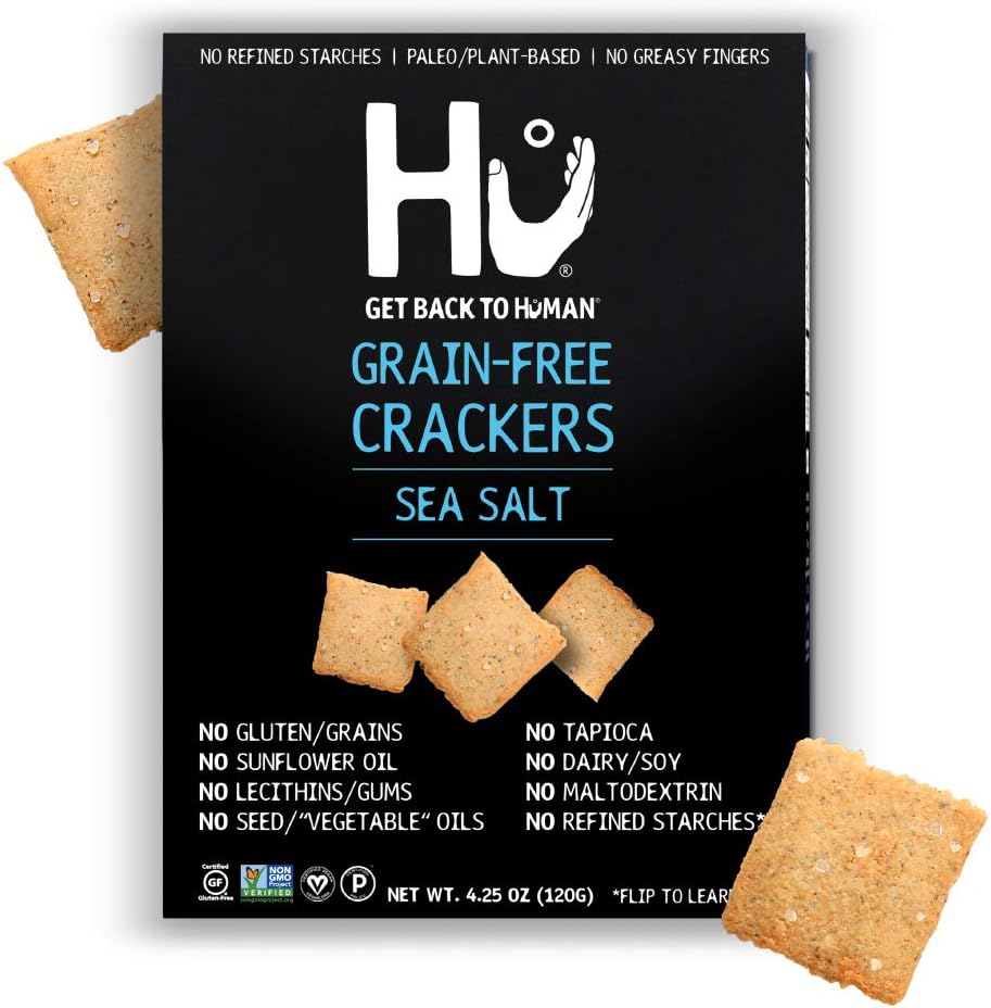 Hu Gluten Free Crackers | Sea Salt Crackers 2 Pack | Gluten Free, Grain Free, Low Carb Crackers