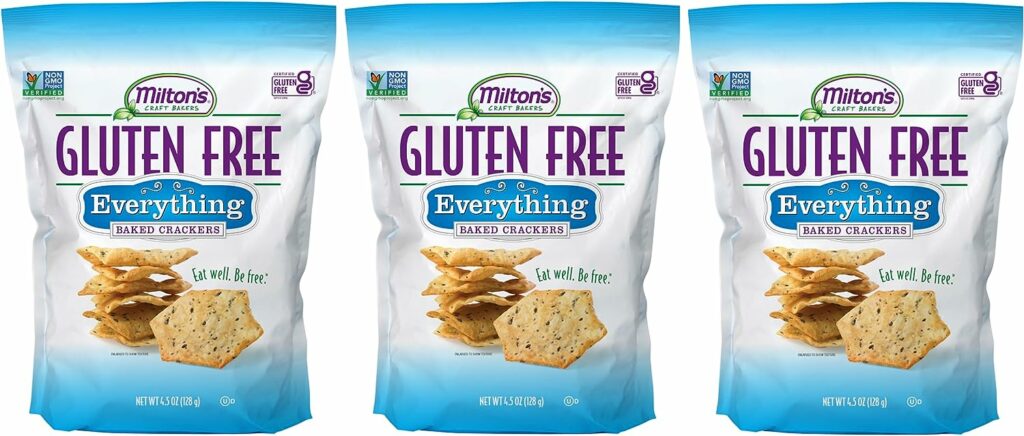 Milton’s Gluten Free Crackers (Everything). Everything Bagel-Inspired Gluten-Free Grain Baked Crackers (Pack of 3, 4.5 oz).