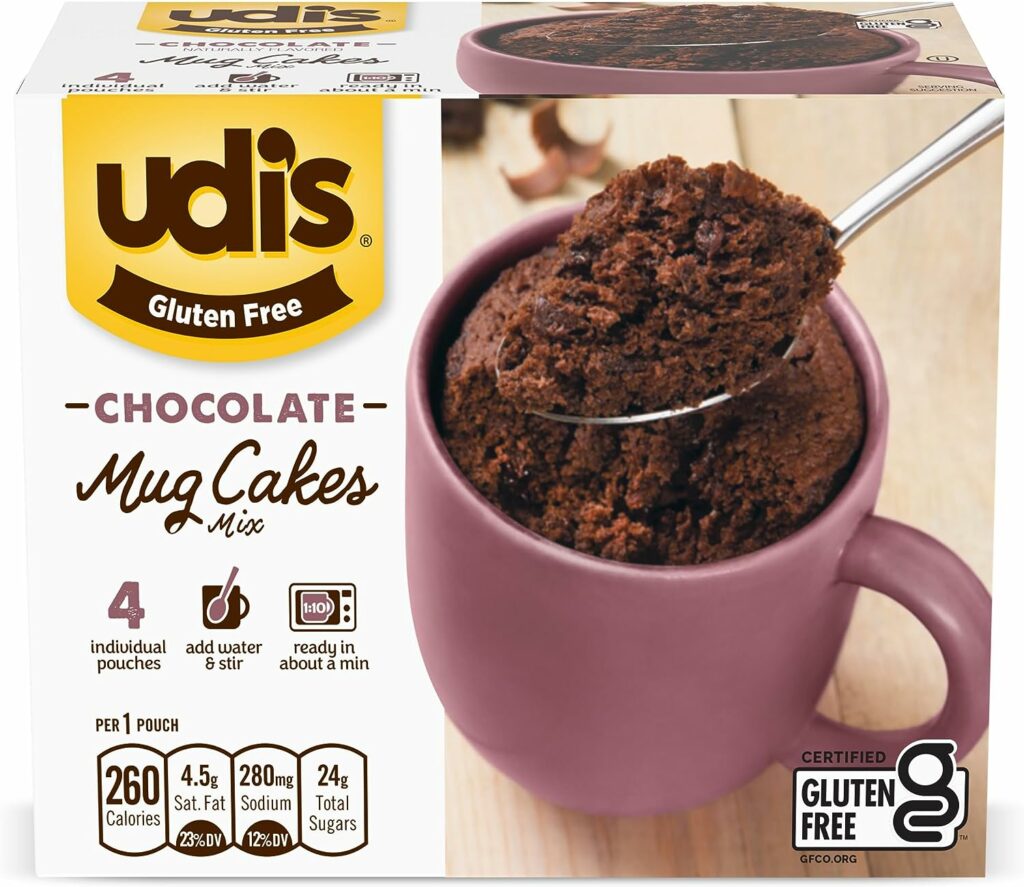 Udis Gluten Free Chocolate Mug Cake Mix, 8.4 oz. 4-Count