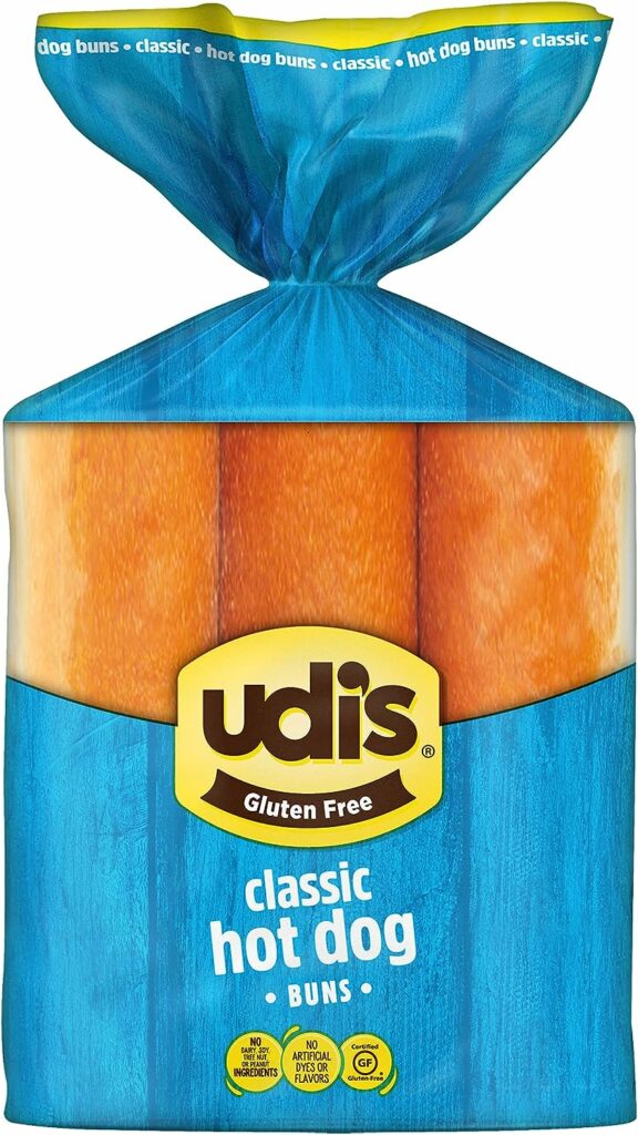 Udis Gluten Free Classic Hot Dog Buns, Frozen, 14.3 Ounce